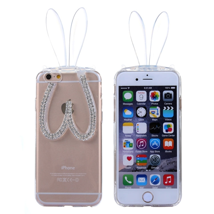 3D Folding Diamond-Encrusted Rabbit Ear Pattern TPU Protective Case for iPhone 6 & 6S