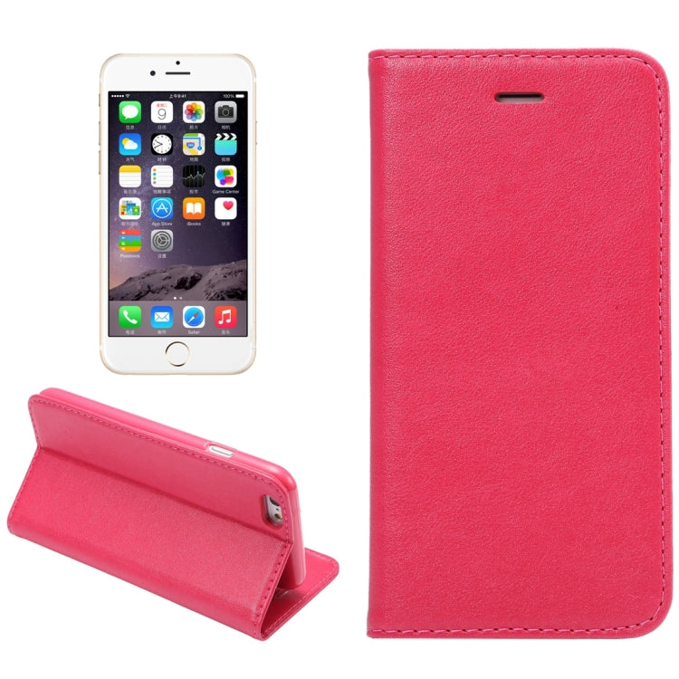 Sheep Texture Magnetic Adsorption Horizontal Flip PU Leather Case with Card Slot & Holder for iPhone 6 & 6s