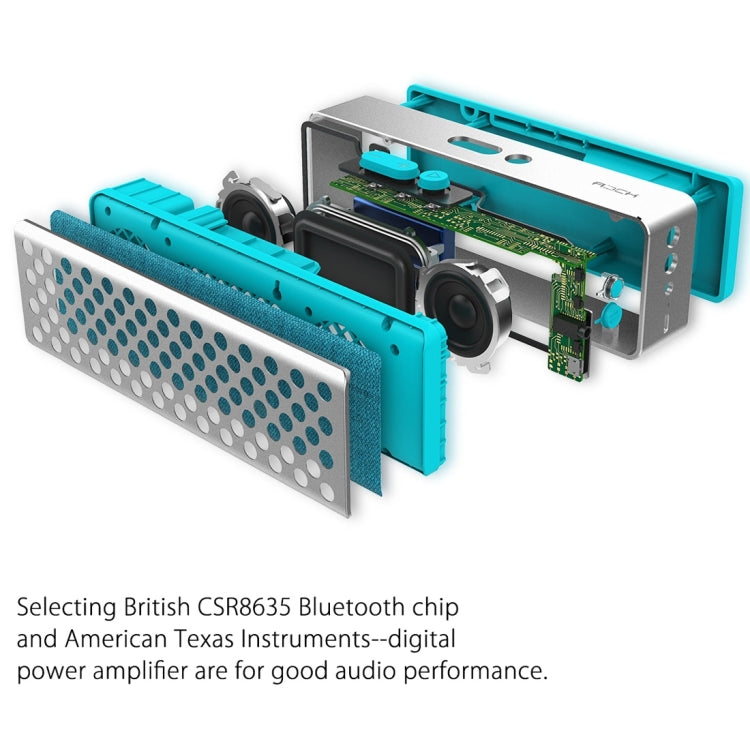Rock MUBOX Portable Aluminum Stereo Bluetooth V4.0 Music Speaker with Two Strong Speaker Drivers & Mic, Support NFC & AUX IN
