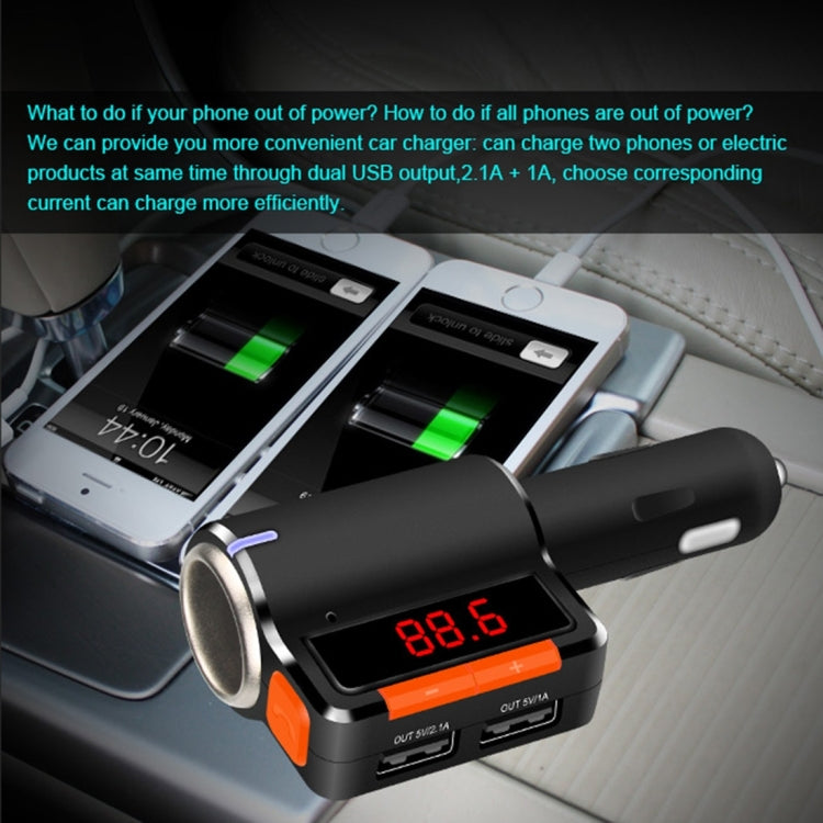 BC09 Bluetooth Handsfree Car Kit FM Transmitter, 5V 3.1A Car Charger, For iPhone, Galaxy, Sony, Lenovo, HTC, Huawei, and other Smartphones
