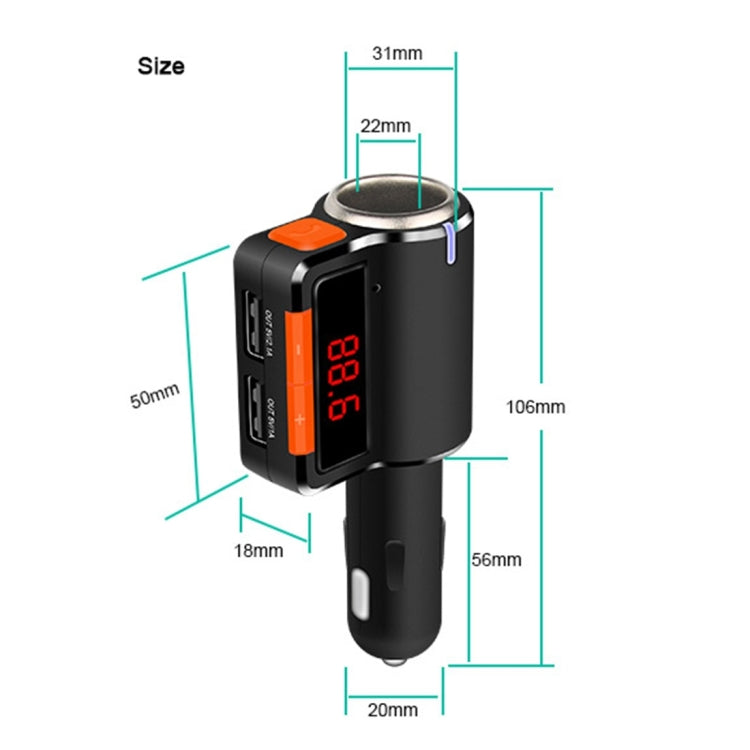 BC09 Bluetooth Handsfree Car Kit FM Transmitter, 5V 3.1A Car Charger, For iPhone, Galaxy, Sony, Lenovo, HTC, Huawei, and other Smartphones