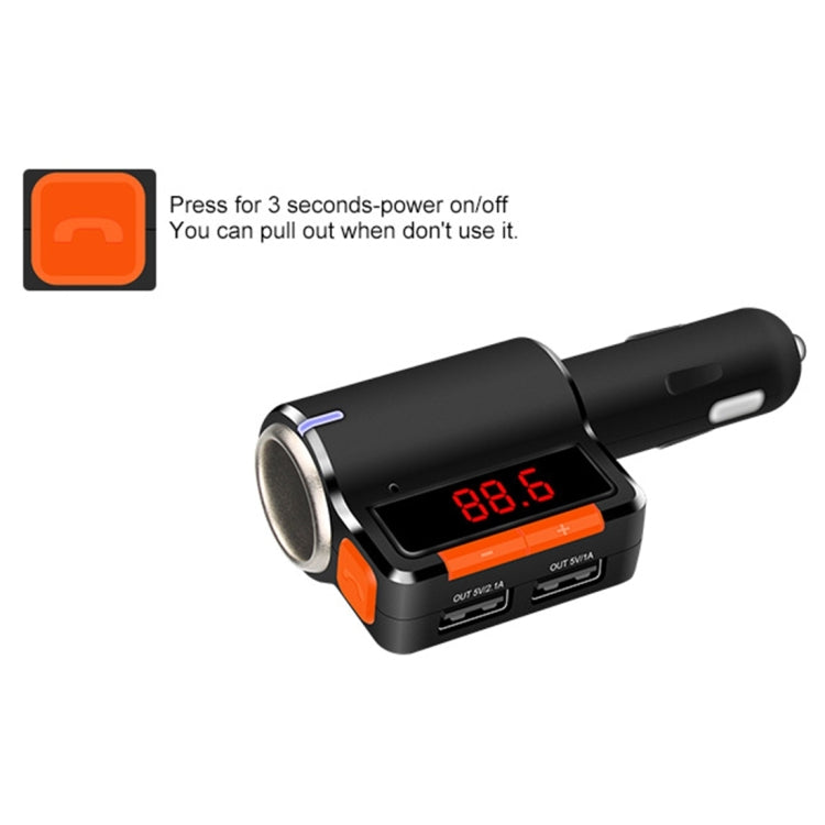BC09 Bluetooth Handsfree Car Kit FM Transmitter, 5V 3.1A Car Charger, For iPhone, Galaxy, Sony, Lenovo, HTC, Huawei, and other Smartphones
