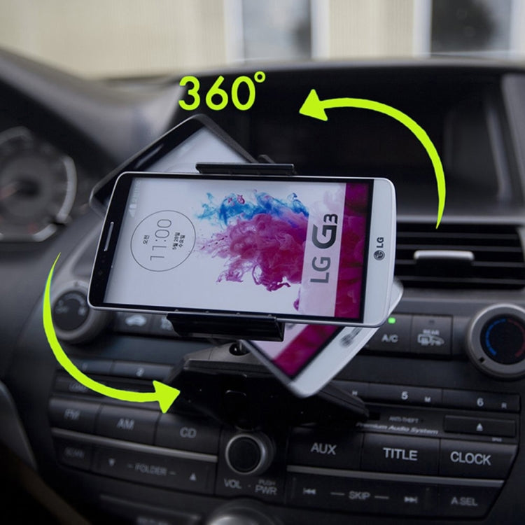 360 Degree Rotatable Universal Car CD Slot Phone Holder Stand Mount, For iPhone, Galaxy, Huawei, Xiaomi, Lenovo, Sony, LG, HTC and Other Smartphones