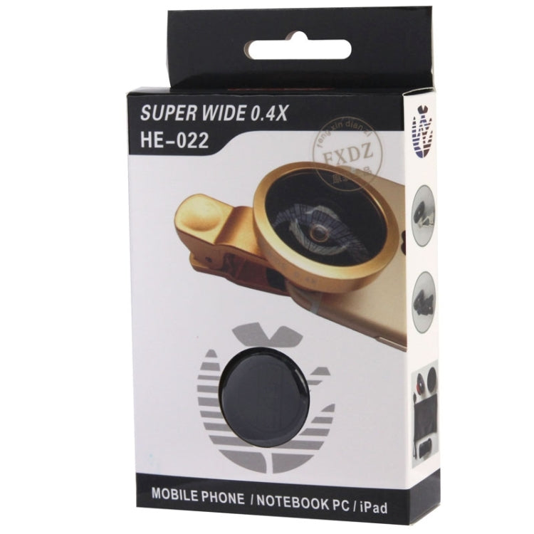 HE-22 Universal Super Wide 0.4X Lens with Clip, For iPhone, Galaxy, Sony, Lenovo, HTC, Huawei, Google, LG, Xiaomi and other Smartphones