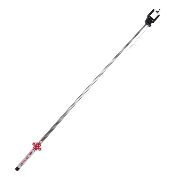 KX-M02 3D Chinese Knot Pattern Wire Controlled Selfie Stick Monopod Extendable Handheld Holder for Camera / Cellphone, Max Length: 90cm(White)