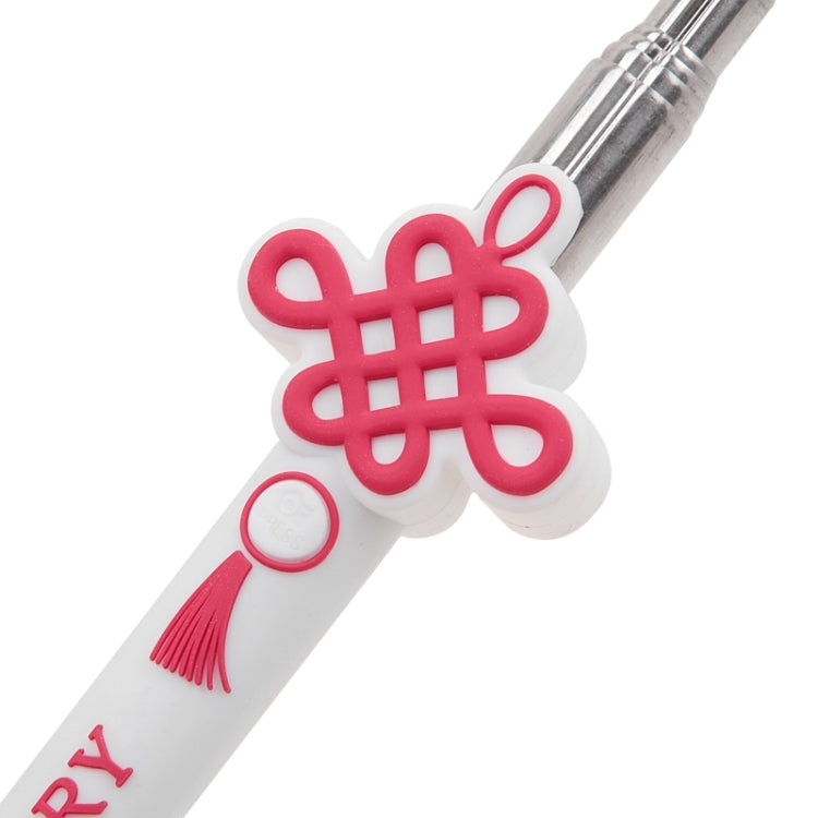 KX-M02 3D Chinese Knot Pattern Wire Controlled Selfie Stick Monopod Extendable Handheld Holder for Camera / Cellphone, Max Length: 90cm(White)