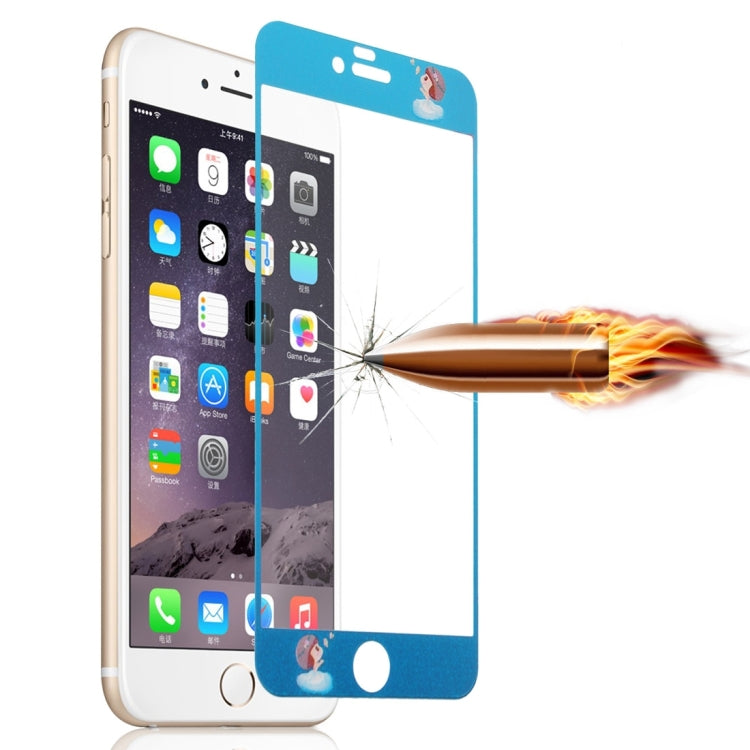 0.3mm Cartoon Girl Pattern Embossed Fluorescent Front + Back Tempered Glass Screen Protector for iPhone 6 & 6s