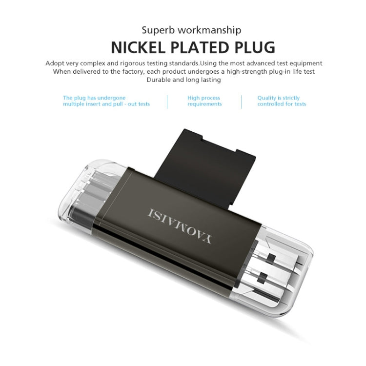 YAOMAISI Q25 2 in 1 USB 3.0 to Type-C Metal Memory Card Reader, Support SD / TF Card