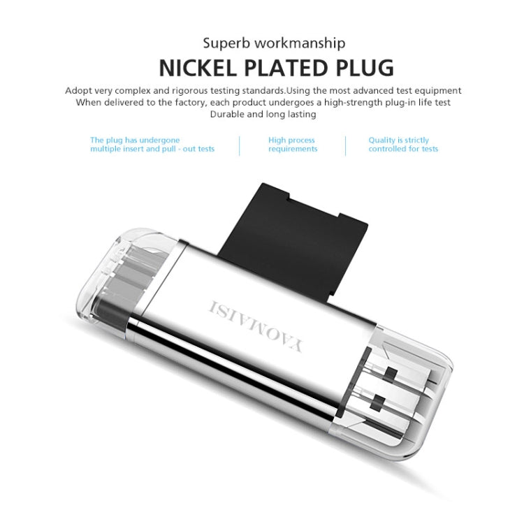 YAOMAISI Q25 2 in 1 USB 3.0 to Type-C Metal Memory Card Reader, Support SD / TF Card