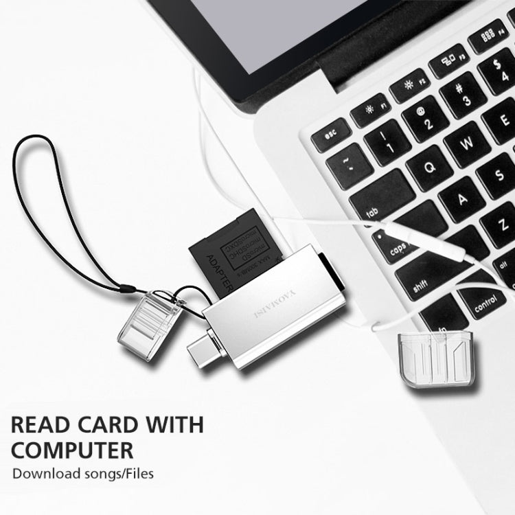 YAOMAISI Q25 2 in 1 USB 3.0 to Type-C Metal Memory Card Reader, Support SD / TF Card