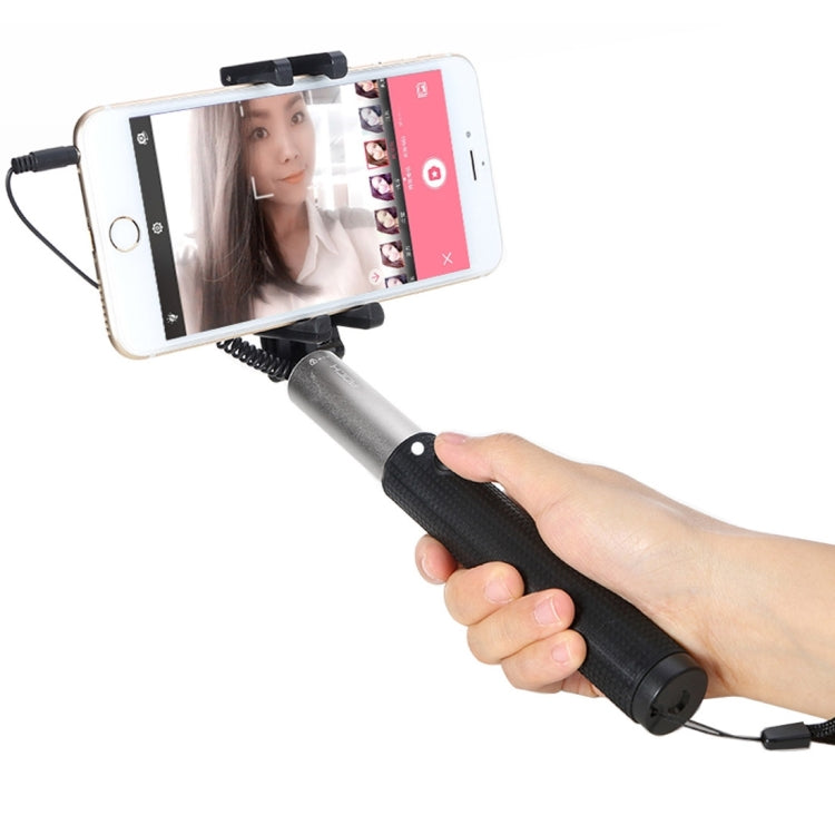 ROCK Portable Wire Control Selfie Stick Monopod Folding Extendable Handheld Holder for iOS & Android Phone, Folded Length: 21cm,