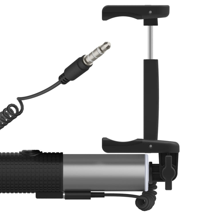ROCK Portable Wire Control Selfie Stick Monopod Folding Extendable Handheld Holder for iOS & Android Phone, Folded Length: 21cm,