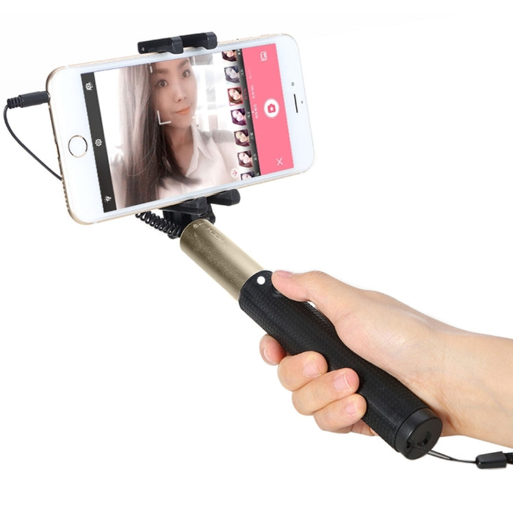 ROCK Portable Wire Control Selfie Stick Monopod Folding Extendable Handheld Holder for iOS & Android Phone, Folded Length: 21cm,