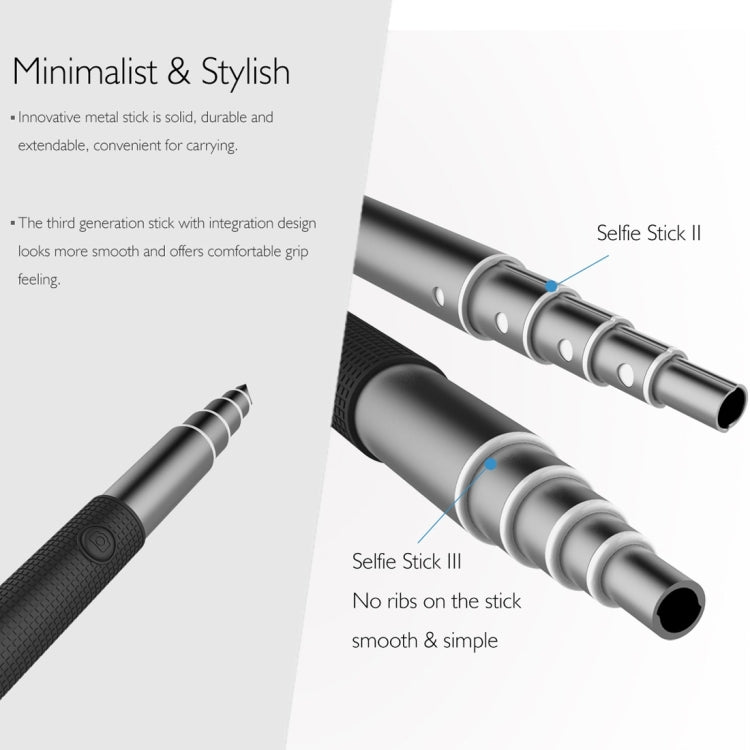 ROCK Portable Wire Control Selfie Stick Monopod Folding Extendable Handheld Holder for iOS & Android Phone, Folded Length: 21cm,