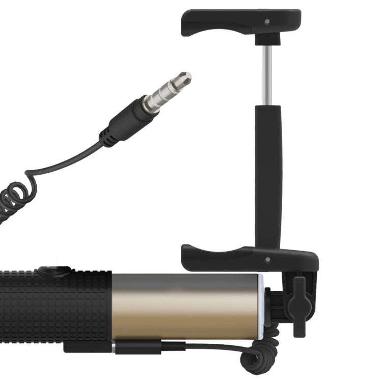 ROCK Portable Wire Control Selfie Stick Monopod Folding Extendable Handheld Holder for iOS & Android Phone, Folded Length: 21cm,