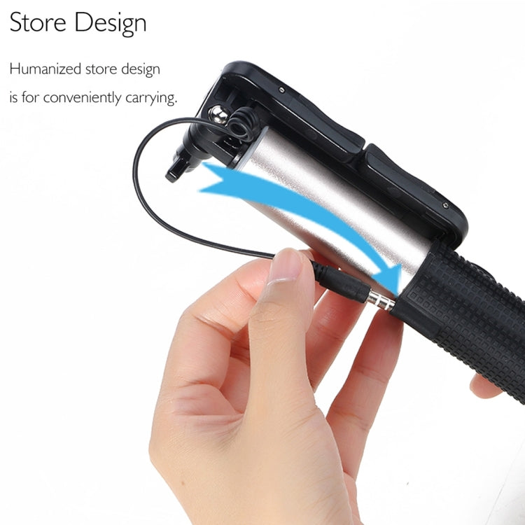 ROCK Portable Wire Control Selfie Stick Monopod Folding Extendable Handheld Holder for iOS & Android Phone, Folded Length: 21cm,