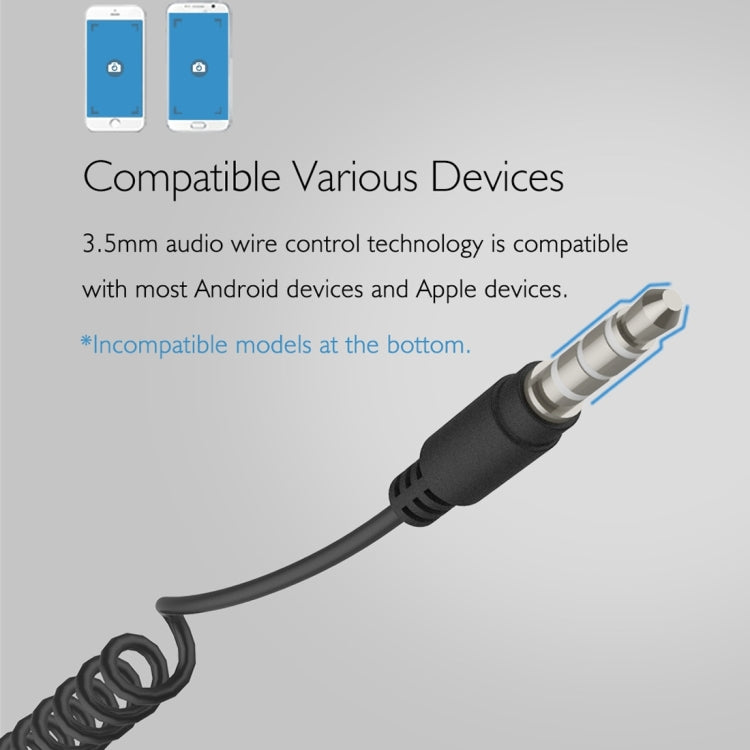 ROCK Portable Wire Control Selfie Stick Monopod Folding Extendable Handheld Holder for iOS & Android Phone, Folded Length: 21cm,