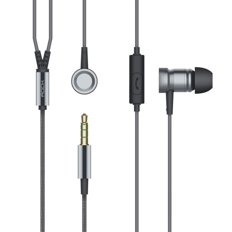 ROCK RAU0511 In-ear Metal Hi-Fi Stereo Earphone with Line Control & Mic Braided OFC Cable for iPhone 6 & 6, Galaxy S6 / S5 / S4, HTC, Huawei, Sony etc.