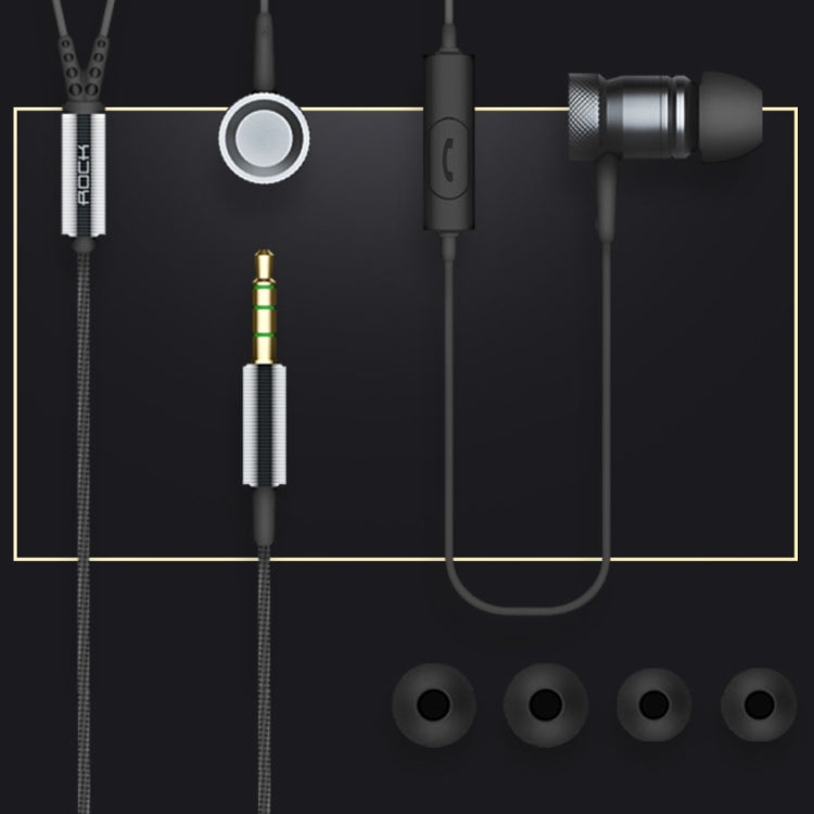 ROCK RAU0511 In-ear Metal Hi-Fi Stereo Earphone with Line Control & Mic Braided OFC Cable for iPhone 6 & 6, Galaxy S6 / S5 / S4, HTC, Huawei, Sony etc.