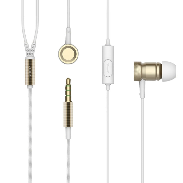 ROCK RAU0511 In-ear Metal Hi-Fi Stereo Earphone with Line Control & Mic Braided OFC Cable for iPhone 6 & 6, Galaxy S6 / S5 / S4, HTC, Huawei, Sony etc.