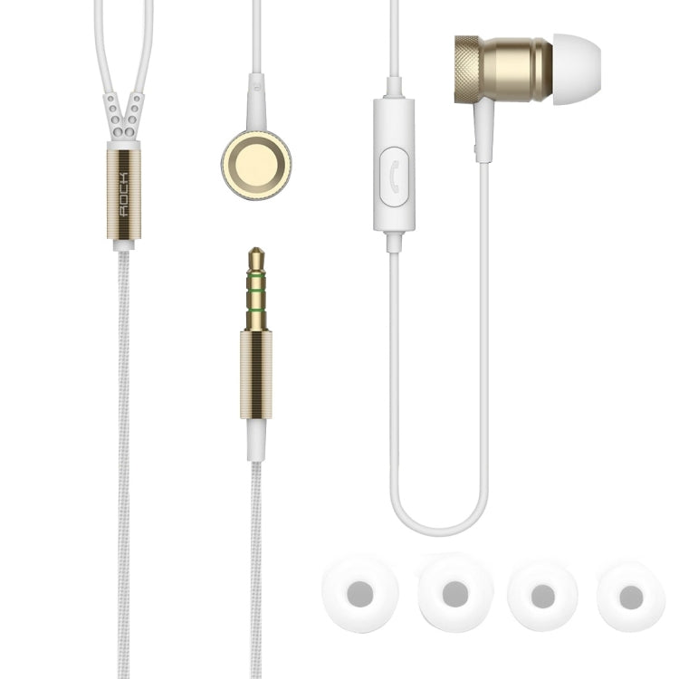 ROCK RAU0511 In-ear Metal Hi-Fi Stereo Earphone with Line Control & Mic Braided OFC Cable for iPhone 6 & 6, Galaxy S6 / S5 / S4, HTC, Huawei, Sony etc.