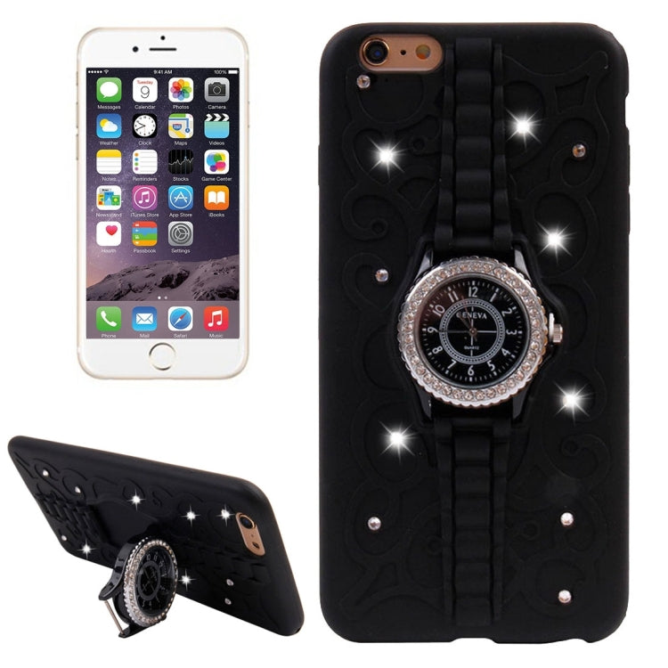 2 in 1 Diamond Encrusted TPU + Metal Combination Case with Watch Holder & Hand Strap for iPhone 6 & 6s