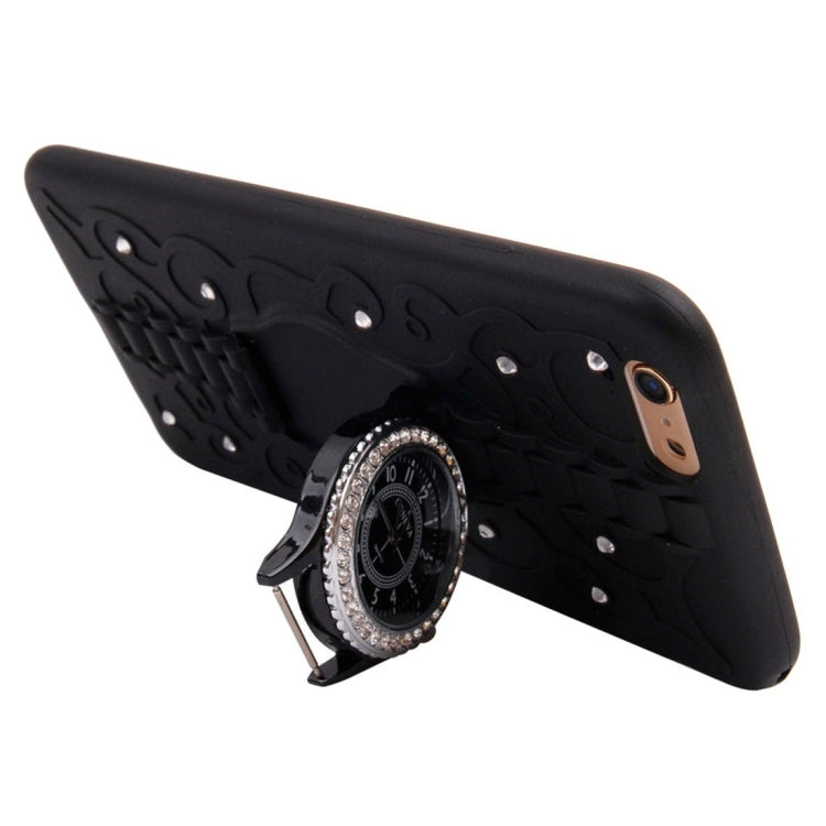 2 in 1 Diamond Encrusted TPU + Metal Combination Case with Watch Holder & Hand Strap for iPhone 6 & 6s