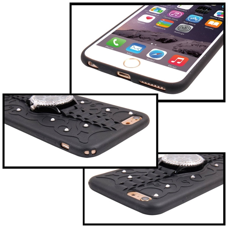 2 in 1 Diamond Encrusted TPU + Metal Combination Case with Watch Holder & Hand Strap for iPhone 6 & 6s