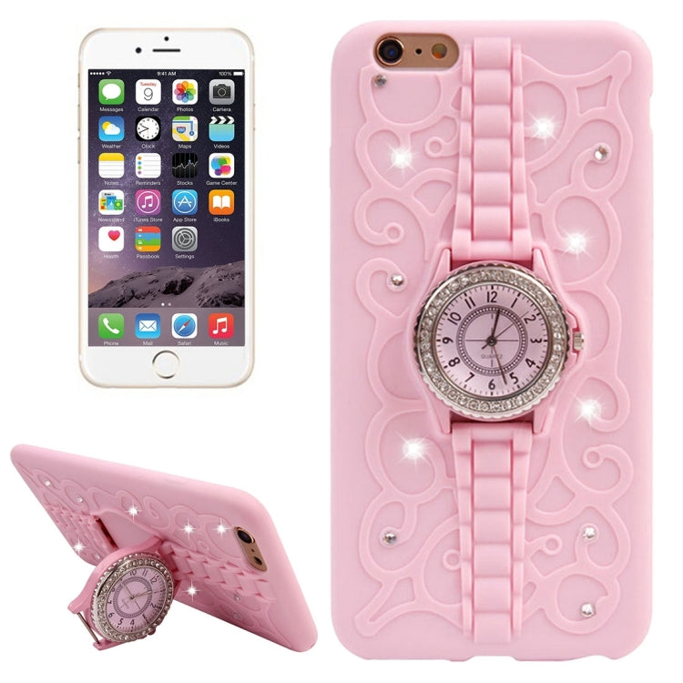 2 in 1 Diamond Encrusted TPU + Metal Combination Case with Watch Holder & Hand Strap for iPhone 6 & 6s