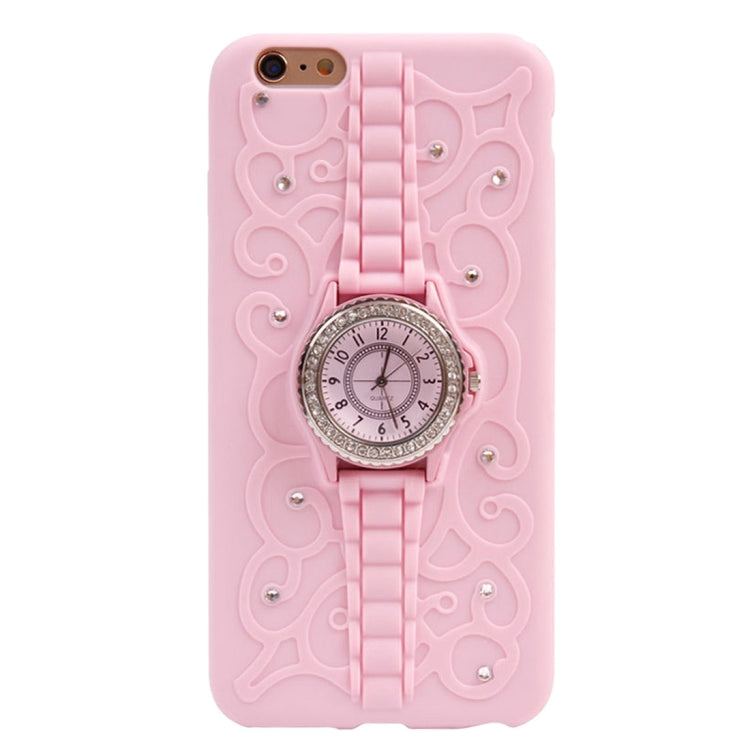 2 in 1 Diamond Encrusted TPU + Metal Combination Case with Watch Holder & Hand Strap for iPhone 6 & 6s