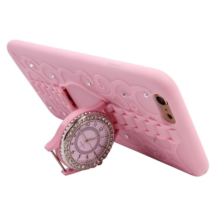2 in 1 Diamond Encrusted TPU + Metal Combination Case with Watch Holder & Hand Strap for iPhone 6 & 6s