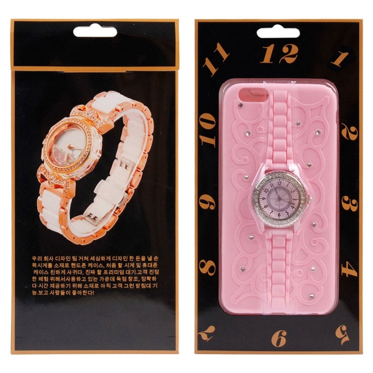 2 in 1 Diamond Encrusted TPU + Metal Combination Case with Watch Holder & Hand Strap for iPhone 6 & 6s