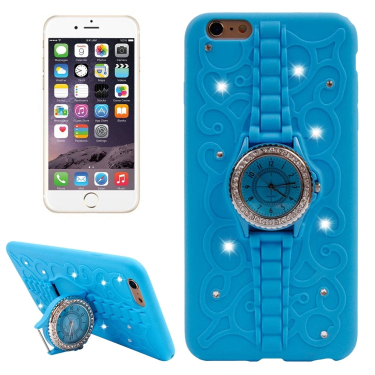 2 in 1 Diamond Encrusted TPU + Metal Combination Case with Watch Holder & Hand Strap for iPhone 6 & 6s