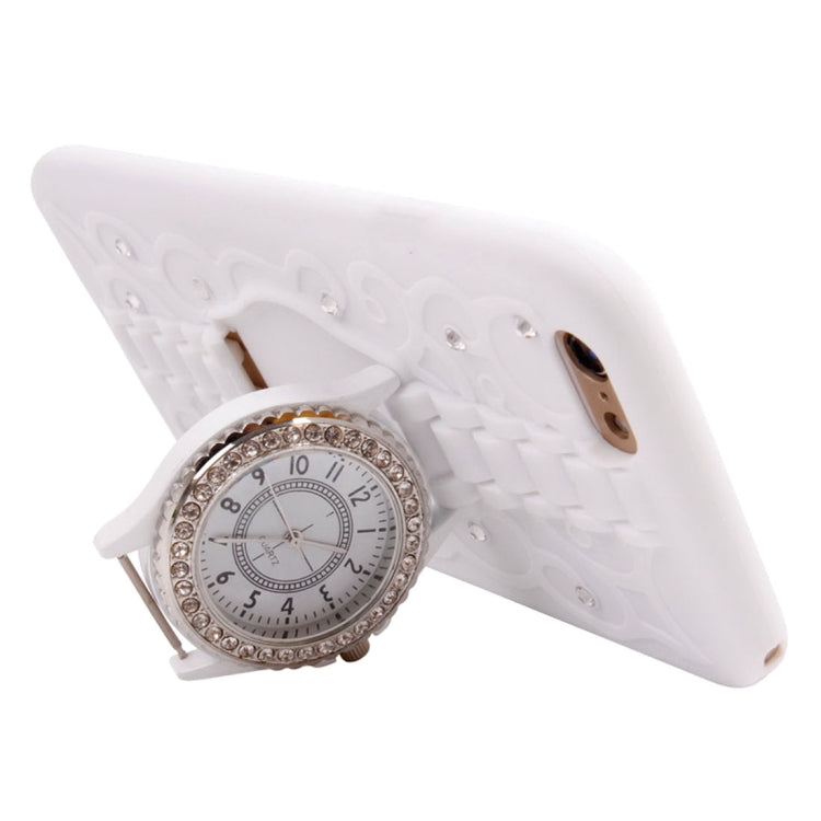2 in 1 Diamond Encrusted TPU + Metal Combination Case with Watch Holder & Hand Strap for iPhone 6 & 6s