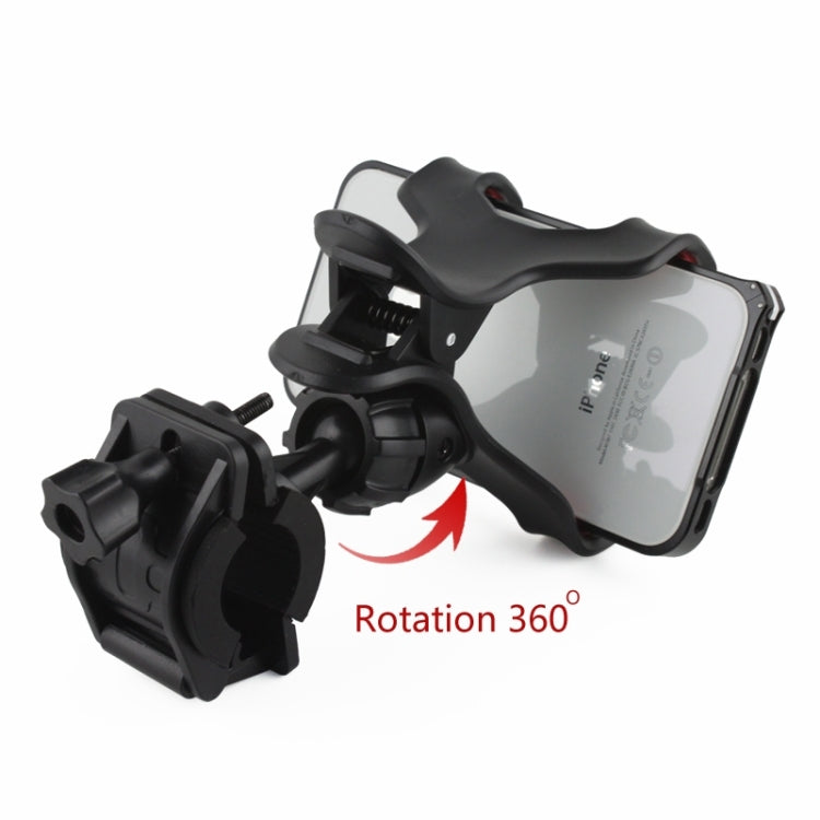 360 Degree Rotation Universal Mobile Phone Motorcycle Bicycle Handlebar Mount Holder for iPhone 6 & 6 Plus / LG / Galaxy S6 / S5, Clip Support Phone Width: up to 10cm(Black)
