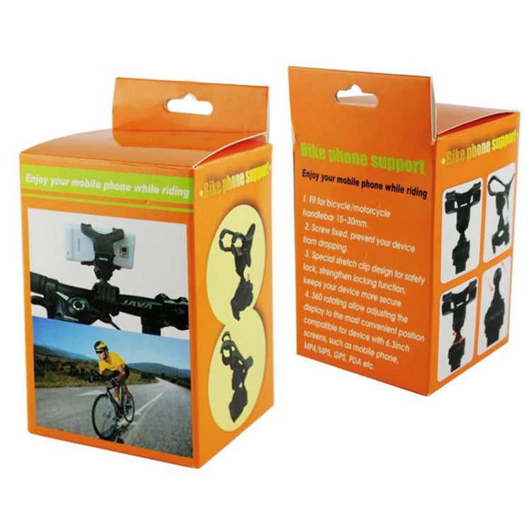 360 Degree Rotation Universal Mobile Phone Motorcycle Bicycle Handlebar Mount Holder for iPhone 6 & 6 Plus / LG / Galaxy S6 / S5, Clip Support Phone Width: up to 10cm(Black)