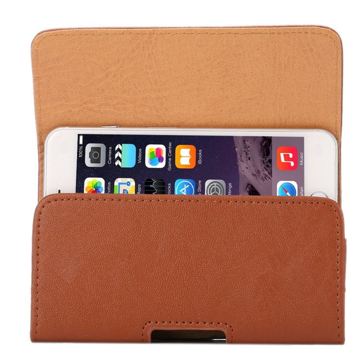 4.7 inch Bark Texture Horizontal Style Leather Waist Bag with Back Splint for iPhone 6 & 6s(Brown)