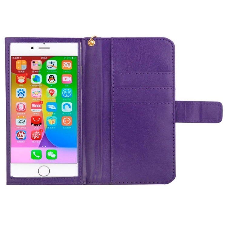 5.0 Inch Universal Crazy Horse Texture Carry Cases with Touch Screen  & Chain & Card Slots for iPhone 6 / 6S / 5 / 5S / 5C  /  Sony Xperia E4 / M4 Aqua