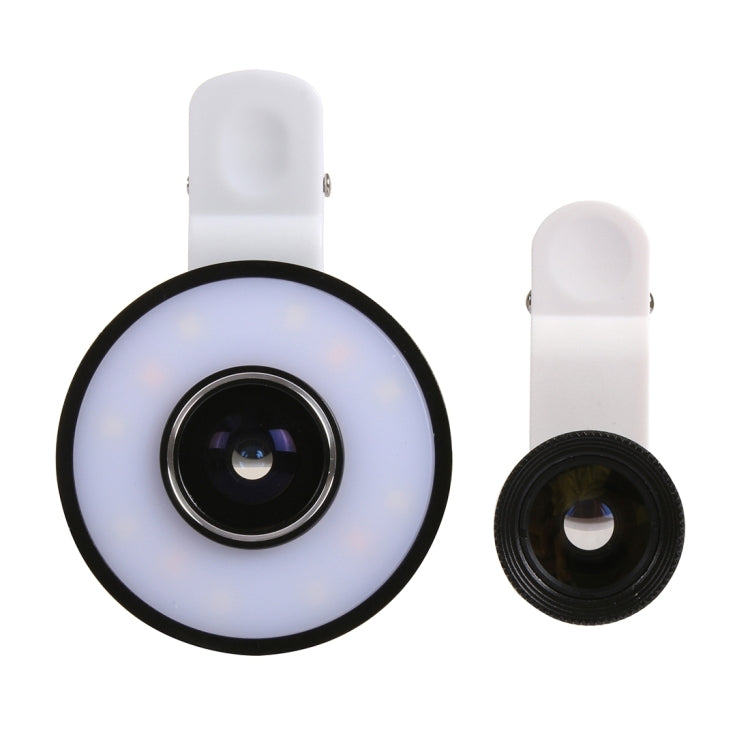6 in 1 Universal Multifunction LED Ring Flash + 10X Marco Lens + 0.65X Wide Lens + 185 Degree Fisheye Lens with Clip, For iPhone 6s & 6s Plus, iPhone 6 & 6 Plus, iPad Air 2 & Air, Galaxy S6 / S6 edge / S6 edge+ / Note 5 Edge, HTC, Sony