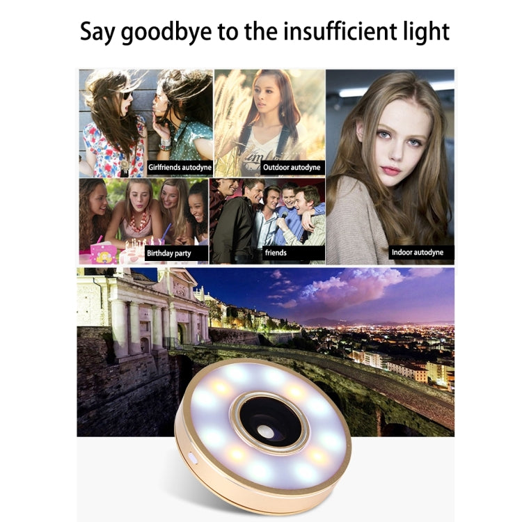6 in 1 Universal Multifunction LED Ring Flash + 10X Marco Lens + 0.65X Wide Lens + 185 Degree Fisheye Lens with Clip, For iPhone 6s & 6s Plus, iPhone 6 & 6 Plus, iPad Air 2 & Air, Galaxy S6 / S6 edge / S6 edge+ / Note 5 Edge, HTC, Sony