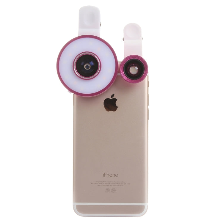 6 in 1 Universal Multifunction LED Ring Flash + 10X Marco Lens + 0.65X Wide Lens + 185 Degree Fisheye Lens with Clip, For iPhone 6s & 6s Plus, iPhone 6 & 6 Plus, iPad Air 2 & Air, Galaxy S6 / S6 edge / S6 edge+ / Note 5 Edge, HTC, Sony