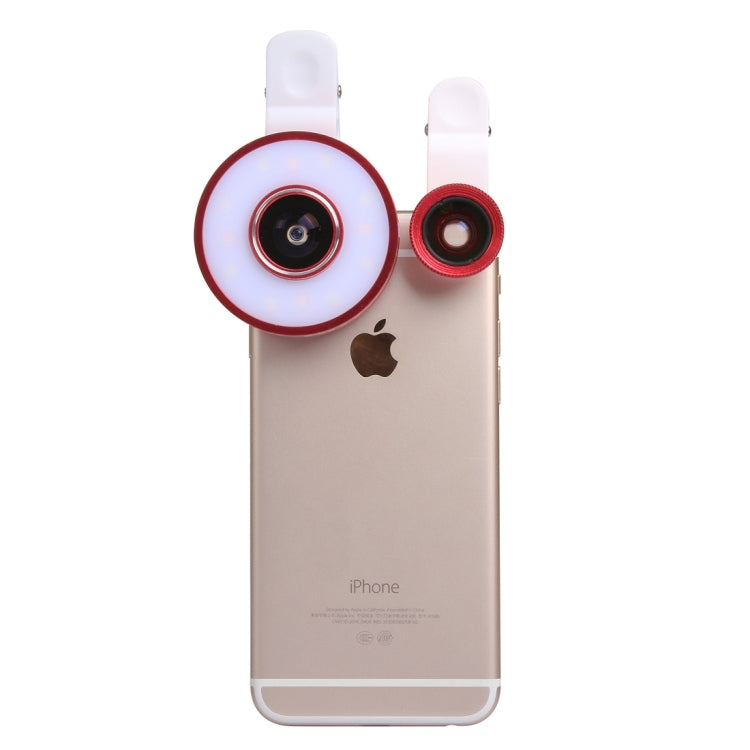 6 in 1 Universal Multifunction LED Ring Flash + 10X Marco Lens + 0.65X Wide Lens + 185 Degree Fisheye Lens with Clip, For iPhone 6s & 6s Plus, iPhone 6 & 6 Plus, iPad Air 2 & Air, Galaxy S6 / S6 edge / S6 edge+ / Note 5 Edge, HTC, Sony