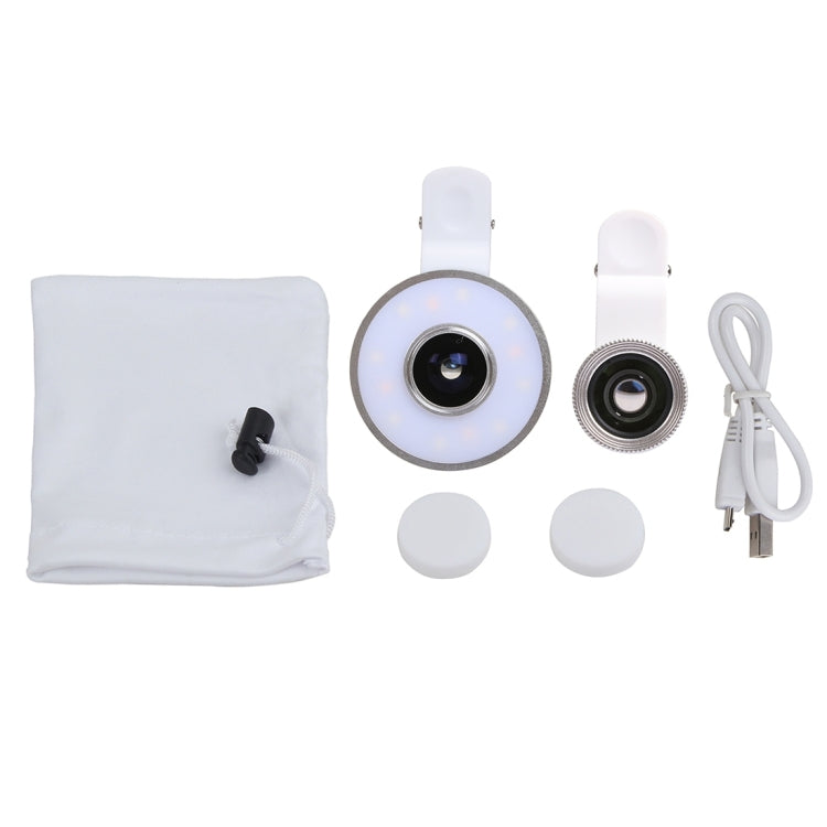 6 in 1 Universal Multifunction LED Ring Flash + 10X Marco Lens + 0.65X Wide Lens + 185 Degree Fisheye Lens with Clip, For iPhone 6s & 6s Plus, iPhone 6 & 6 Plus, iPad Air 2 & Air, Galaxy S6 / S6 edge / S6 edge+ / Note 5 Edge, HTC, Sony