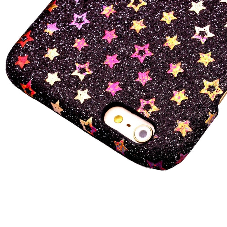 Colorful Star Pattern Flash Powder Series PU Paste Skin Plastic Protective Case for iPhone 6