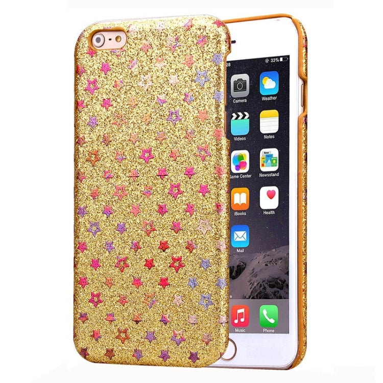 Colorful Star Pattern Flash Powder Series PU Paste Skin Plastic Protective Case for iPhone 6
