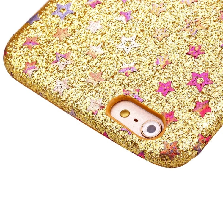 Colorful Star Pattern Flash Powder Series PU Paste Skin Plastic Protective Case for iPhone 6