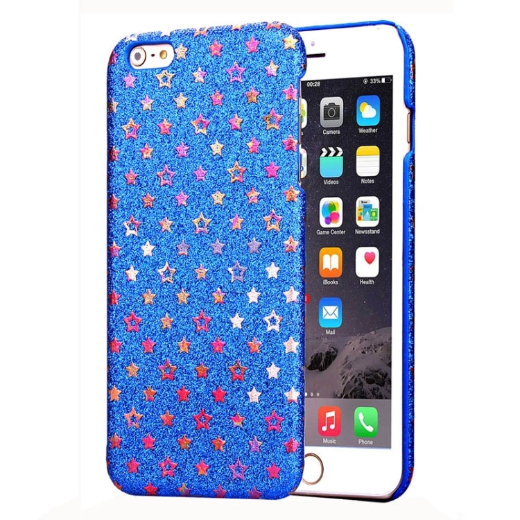 Colorful Star Pattern Flash Powder Series PU Paste Skin Plastic Protective Case for iPhone 6