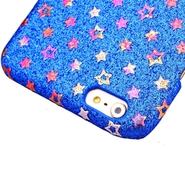 Colorful Star Pattern Flash Powder Series PU Paste Skin Plastic Protective Case for iPhone 6