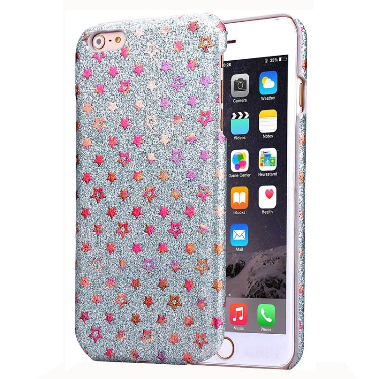 Colorful Star Pattern Flash Powder Series PU Paste Skin Plastic Protective Case for iPhone 6