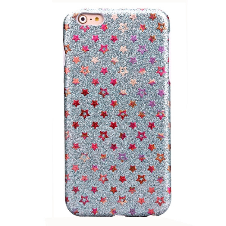 Colorful Star Pattern Flash Powder Series PU Paste Skin Plastic Protective Case for iPhone 6